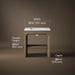 3/4 view of product with dimensions