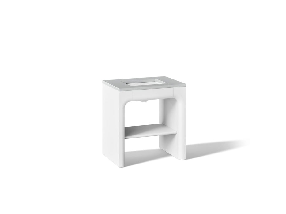 KOHLER K-CM39271-BD1 Statement 30" Console-style Bathroom Vanity Set with Sink and Quartz Top, White - 3/4 view of product