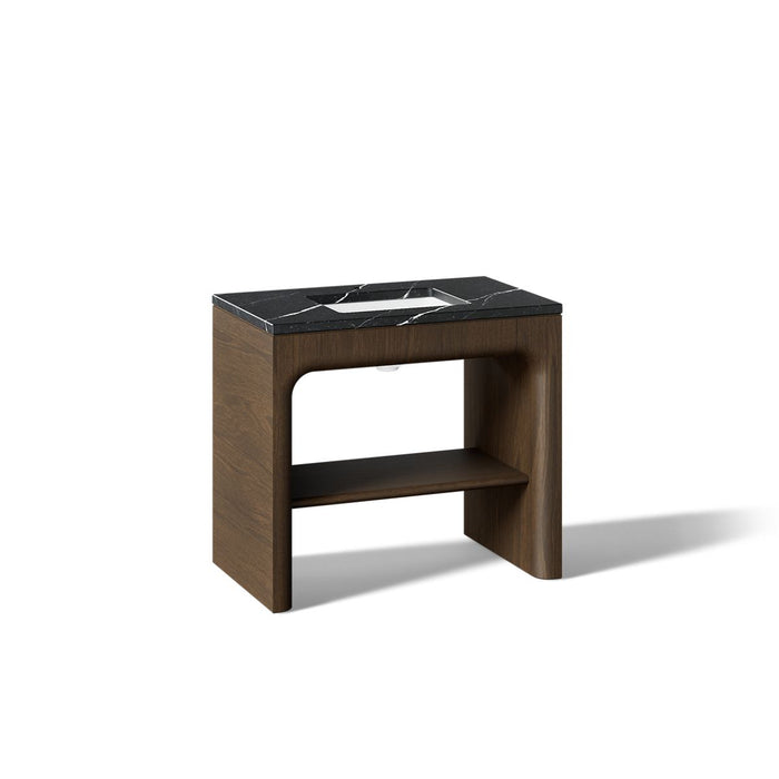 KOHLER K-CM39272-BD1 Statement 36" Console-style Bathroom Vanity Set with Sink and Quartz Top, Draper Oak - 3/4 view of produ