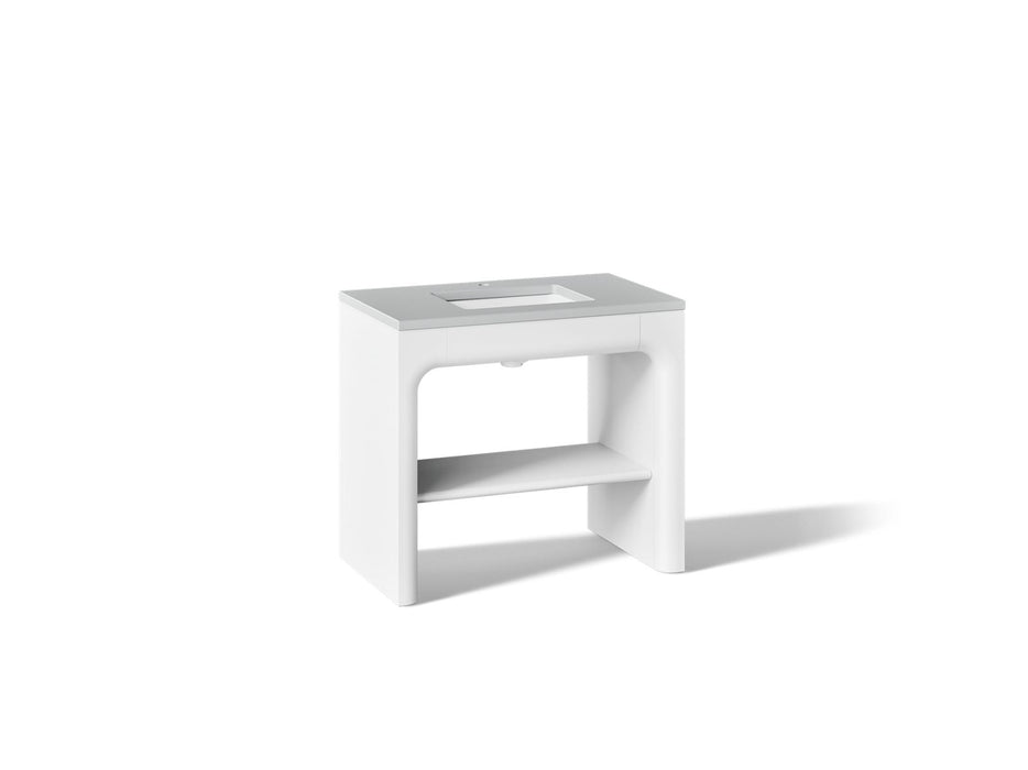 KOHLER K-CM39272-BD1 Statement 36" Console-style Bathroom Vanity Set with Sink and Quartz Top, White - 3/4 view of product