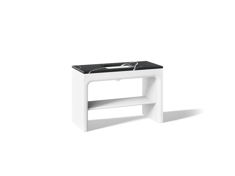 KOHLER K-CM39273-BD1 Statement 48" Console-style Bathroom Vanity Set with Sink and Quartz Top, White - 3/4 view of product
