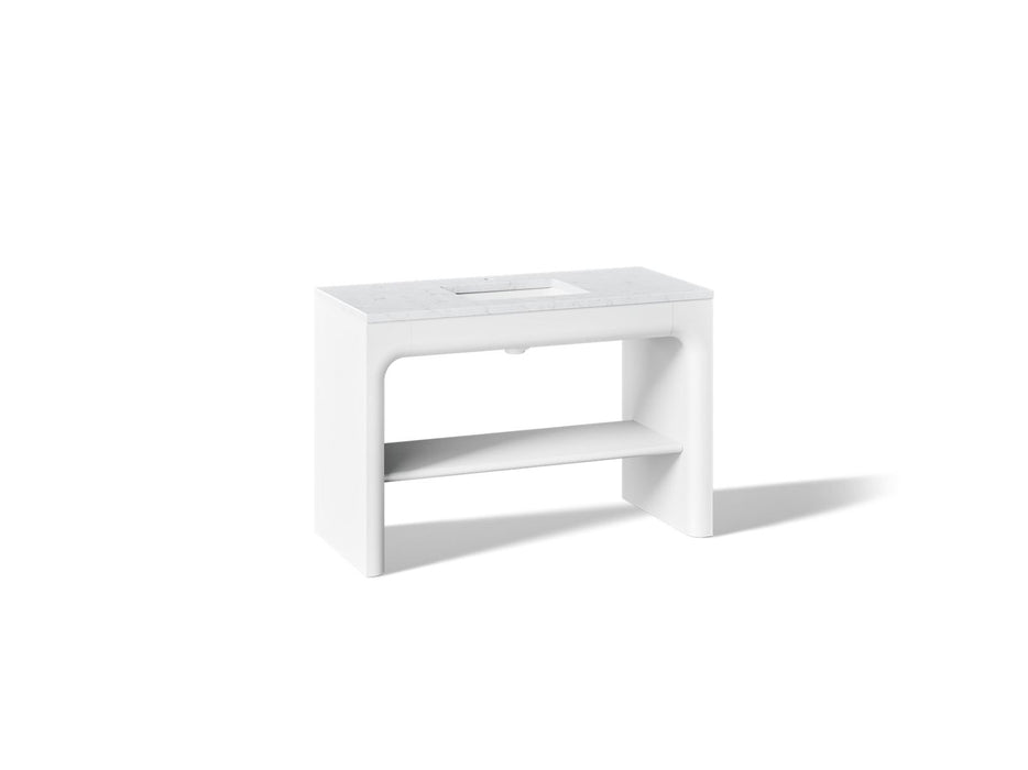 KOHLER K-CM39273-BD1 Statement 48" Console-style Bathroom Vanity Set with Sink and Quartz Top, White - 3/4 view of product