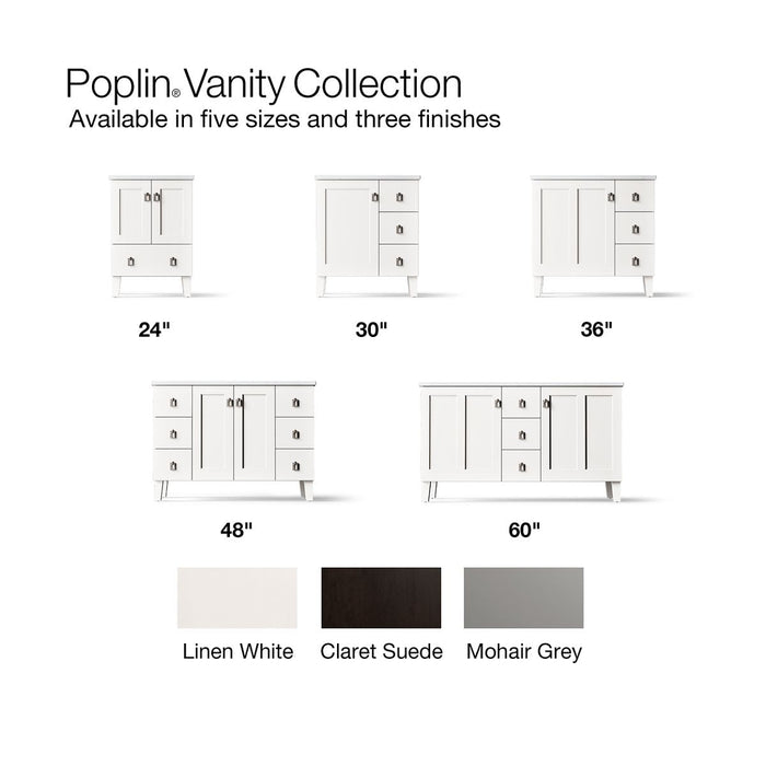 KOHLER K-CM99530-BD1 Poplin 30" bathroom vanity cabinet with sink and quartz top, claret suede - view 2