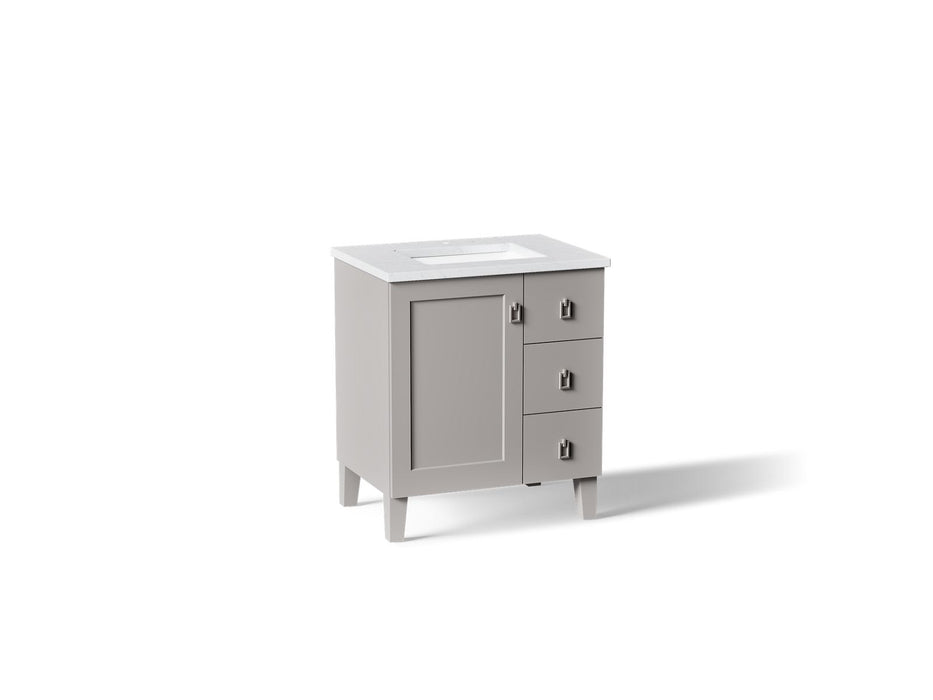 KOHLER K-CM99530-BD1 Poplin 30" bathroom vanity cabinet with sink and quartz top, mohair grey