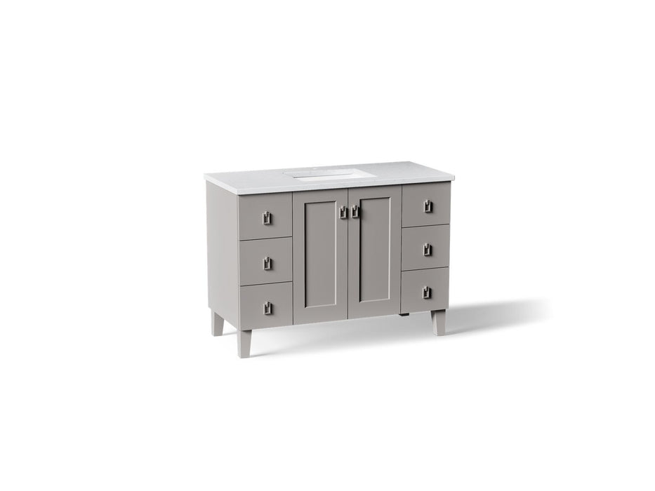 KOHLER K-CM99535-BD1 Poplin 48" bathroom vanity cabinet with sink and quartz top, mohair grey
