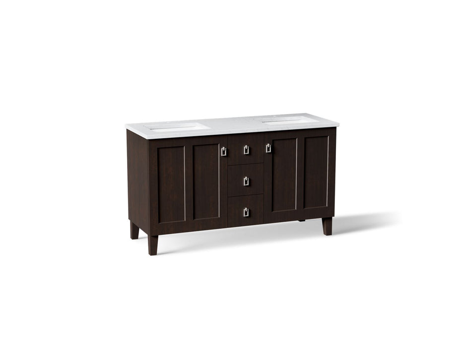 KOHLER K-CM99537-BD1 Poplin 60" bathroom vanity cabinet with sinks and quartz top