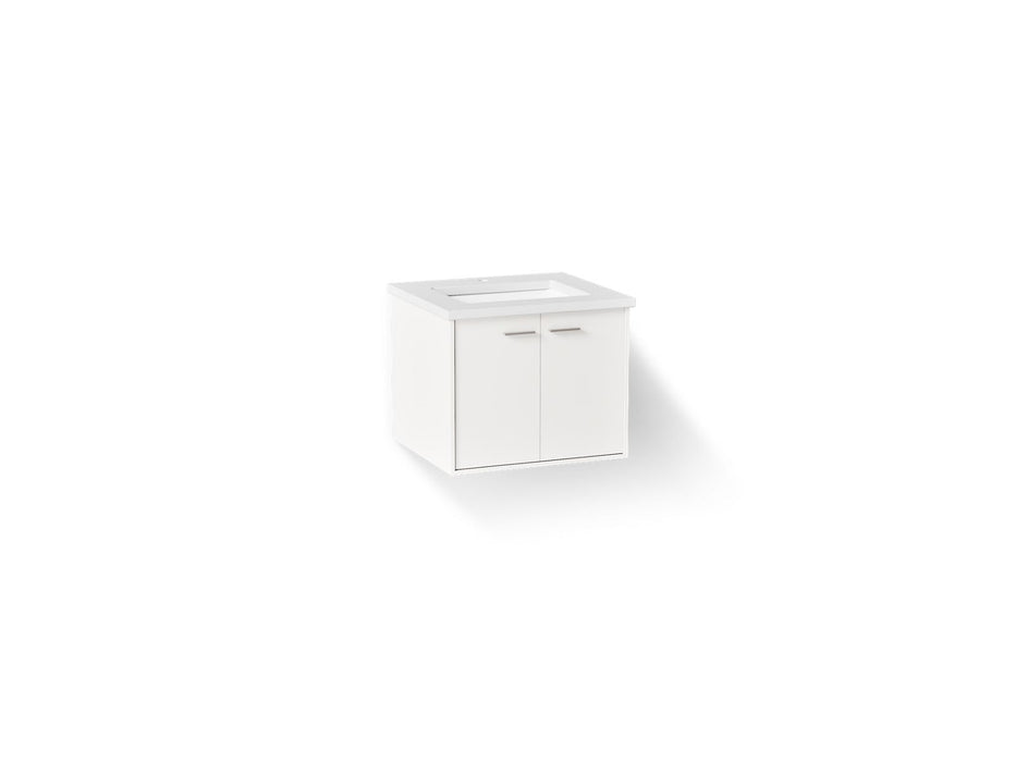 KOHLER K-CM99539-BD1 Jute 24" Wall-hung Bathroom Vanity Cabinet with Sink and Quartz Top, Linen White - 3/4 view of product