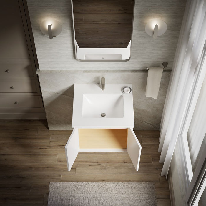 KOHLER K-CM99539-BD1 Jute 24" Wall-hung Bathroom Vanity Cabinet with Sink and Quartz Top, Linen White - Products in use in ov