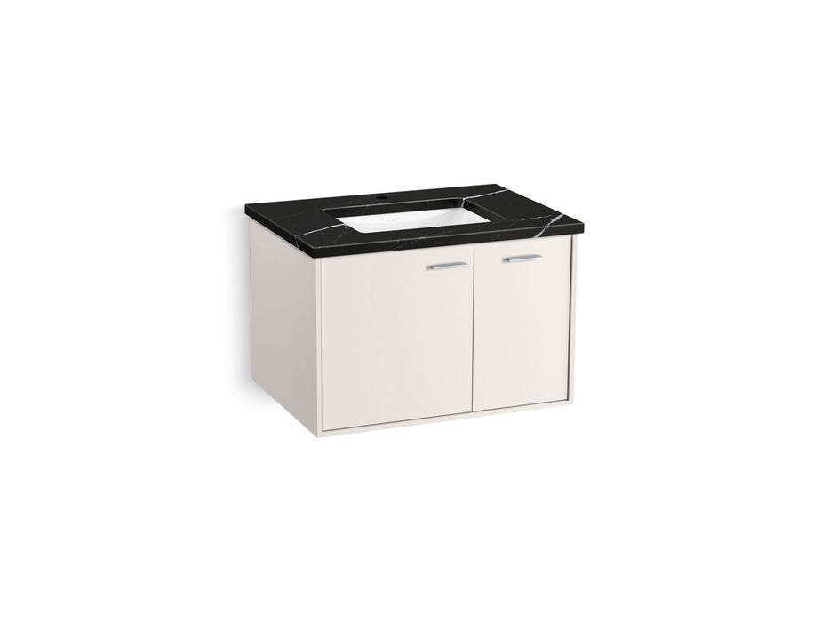 KOHLER K-CM99541-BD13 Jute 30" Wall-hung Bathroom Vanity Cabinet with Sink and Quartz Top, Linen White - 3/4 view of product