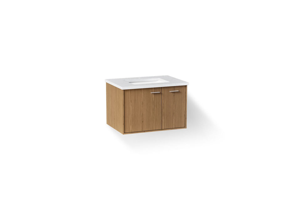 KOHLER K-CM99541-BD1 Jute 31" Wall-hung Bathroom Vanity Cabinet with Sink and Quartz Top, Walnut Flax - 3/4 view of product