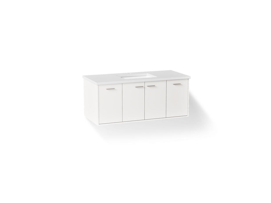 KOHLER K-CM99544-BD1 Jute 48" Wall-hung Bathroom Vanity Cabinet with Sink and Quartz Top, Linen White - 3/4 view of product