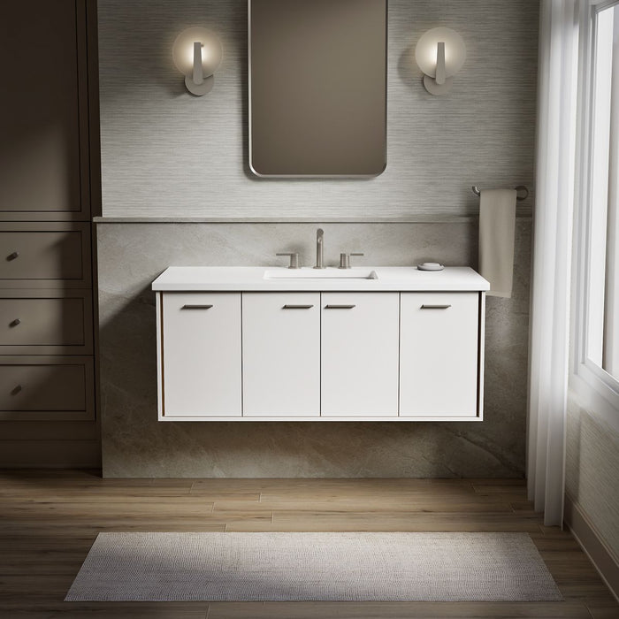 KOHLER K-CM99544-BD1 Jute 48" Wall-hung Bathroom Vanity Cabinet with Sink and Quartz Top, Linen White - Shows close up detail