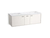KOHLER K-CM99548-BD16 Jute 60" Wall-hung Bathroom Vanity Cabinet with Sinks and Quartz Top, Linen White - 3/4 view of product