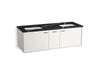 KOHLER K-CM99548-BD16 Jute 60" Wall-hung Bathroom Vanity Cabinet with Sinks and Quartz Top, Linen White - 3/4 view of product