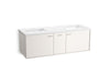 KOHLER K-CM99548-BD16 Jute 60" Wall-hung Bathroom Vanity Cabinet with Sinks and Quartz Top, Linen White - 3/4 view of product