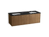 KOHLER K-CM99548-BD16 Jute 60" Wall-hung Bathroom Vanity Cabinet with Sinks and Quartz Top, Walnut Flax - 3/4 view of product