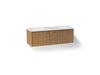 KOHLER K-CM99548-BD1 Jute 60" Wall-hung Bathroom Vanity Cabinet with Sinks and Quartz Top, Walnut Flax - 3/4 view of product