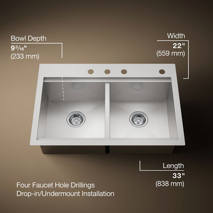 3/4 view of product with dimensions