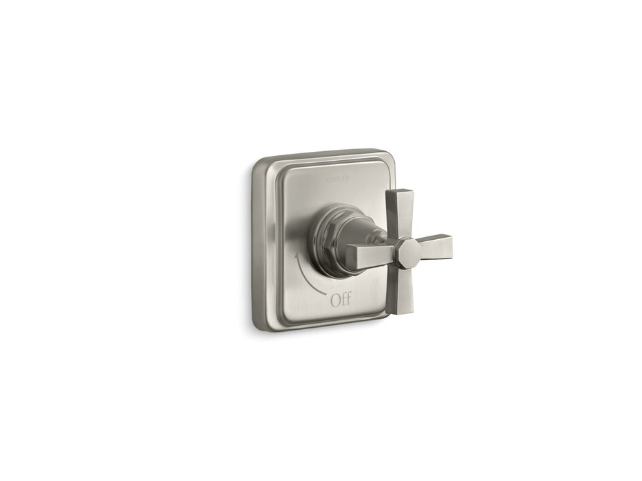 KOHLER K-T13174-3A Pinstripe MasterShower volume control valve trim with cross handle