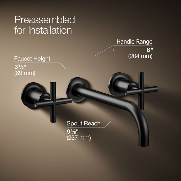 KOHLER K-T14414-3 Purist Wall-mount bathroom sink faucet trim with Cross handles, 1.2 gpm