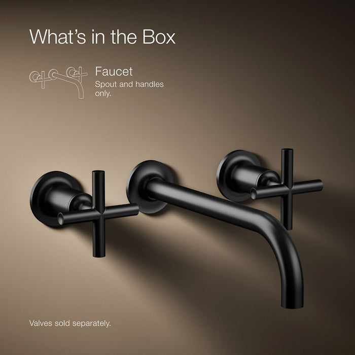 KOHLER K-T14414-3 Purist Wall-mount bathroom sink faucet trim with Cross handles, 1.2 gpm