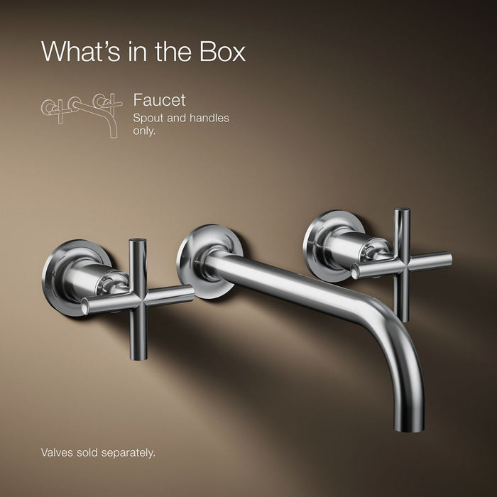 KOHLER K-T14414-3 Purist Wall-mount bathroom sink faucet trim with Cross handles, 1.2 gpm