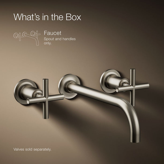 KOHLER K-T14414-3 Purist Wall-mount bathroom sink faucet trim with Cross handles, 1.2 gpm