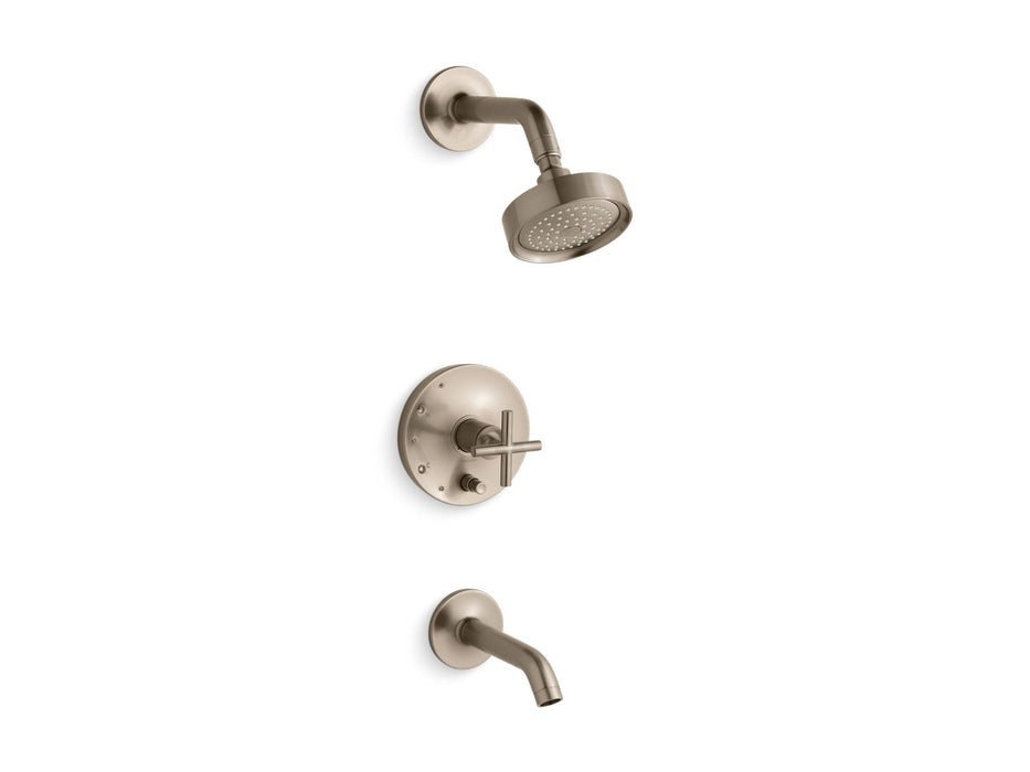KOHLER K-T14420-3 Purist Rite-Temp bath and shower trim kit with push-button diverter and cross handle, 2.5 gpm