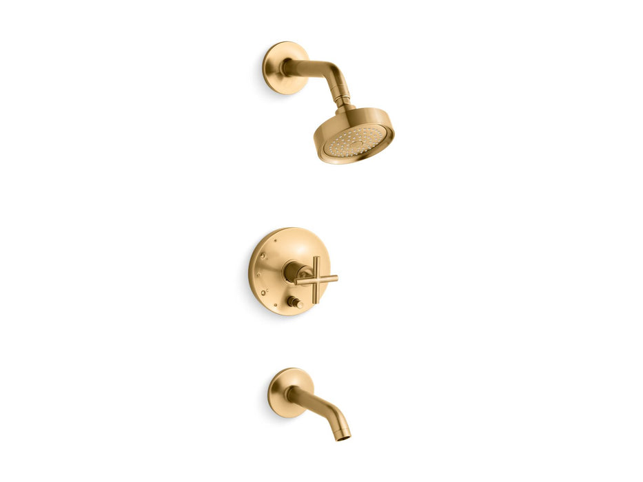 KOHLER K-T14420-3 Purist Rite-Temp bath and shower trim kit with push-button diverter and cross handle, 2.5 gpm