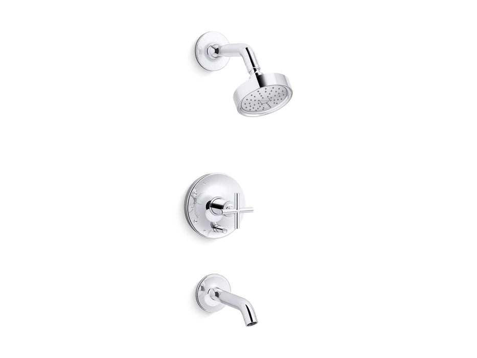 KOHLER K-T14420-3G Purist Rite-Temp bath and shower trim kit with push-button diverter and cross handle, 1.75 gpm