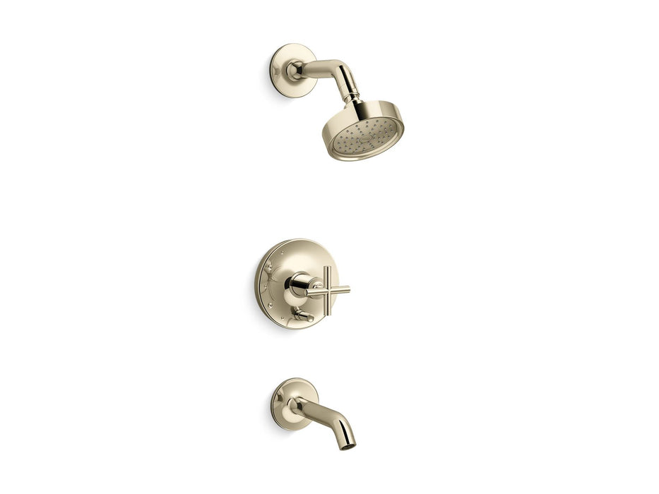 KOHLER K-T14420-3G Purist Rite-Temp bath and shower trim kit with push-button diverter and cross handle, 1.75 gpm
