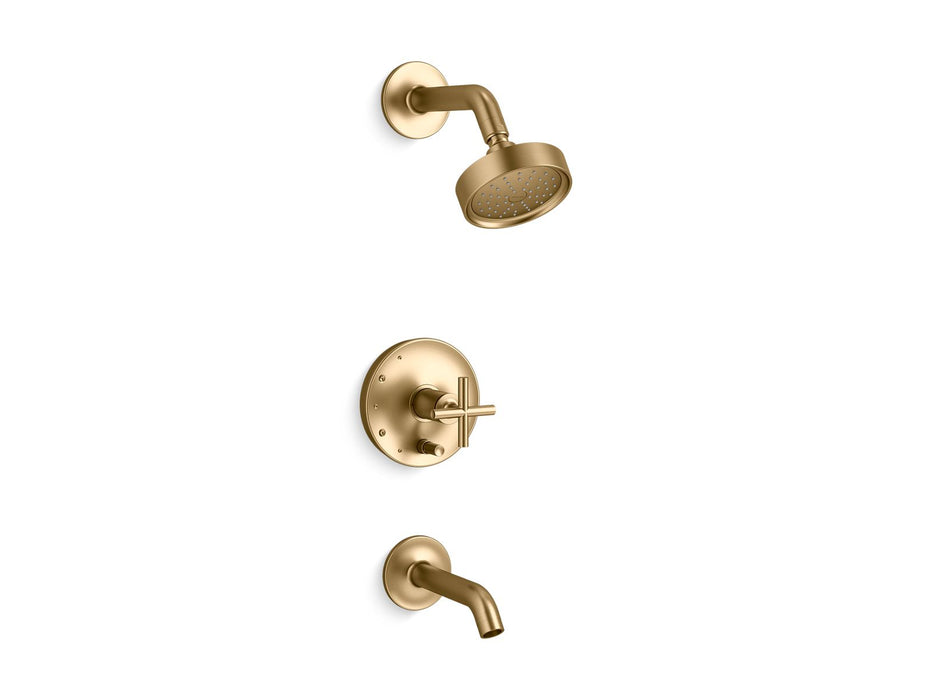 KOHLER K-T14420-3G Purist Rite-Temp bath and shower trim kit with push-button diverter and cross handle, 1.75 gpm