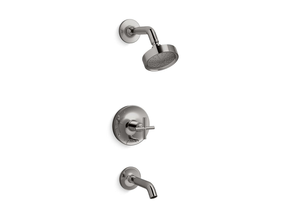 KOHLER K-T14420-3G Purist Rite-Temp bath and shower trim kit with push-button diverter and cross handle, 1.75 gpm