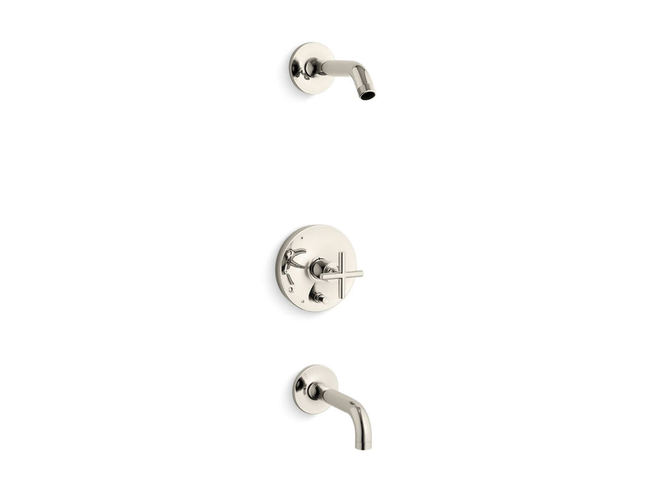 KOHLER K-T14421-3L Purist Rite-Temp bath and shower trim kit with push-button diverter and cross handle, without showerhead