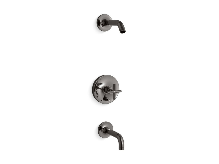 KOHLER K-T14421-3L Purist Rite-Temp bath and shower trim kit with push-button diverter and cross handle, without showerhead