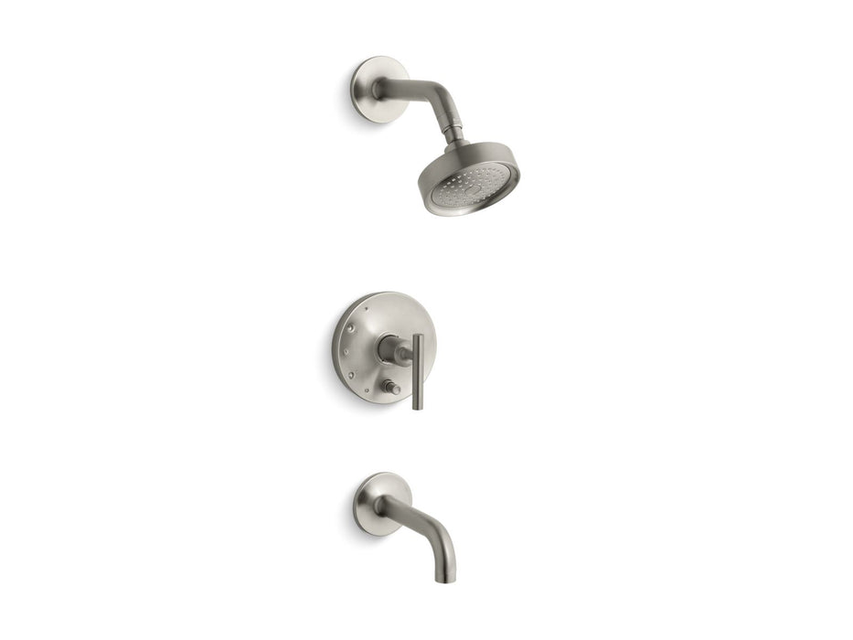 KOHLER K-T14421-4 Purist Rite-Temp bath and shower trim kit with push-button diverter and lever handle, 2.5 gpm