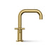 KOHLER K-T14428-3 Purist Deck-mount Bath Faucet Trim with Cross Handles, Vibrant Brushed Moderne Brass - side view of product