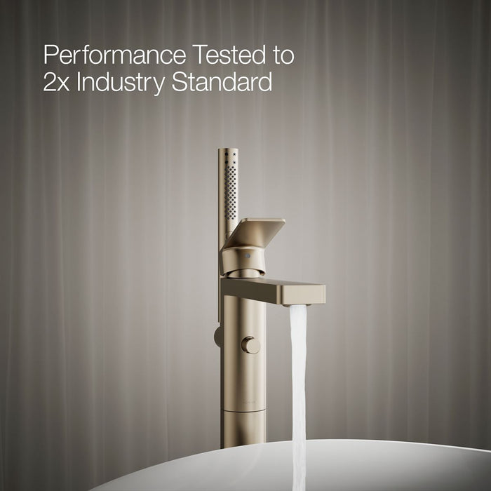KOHLER K-T23492-4 Parallel Floor-mount bath filler trim with handshower, vibrant brushed bronze - view 4