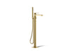 KOHLER K-T23492-4 Parallel Floor-mount bath filler trim with handshower, vibrant brushed moderne brass