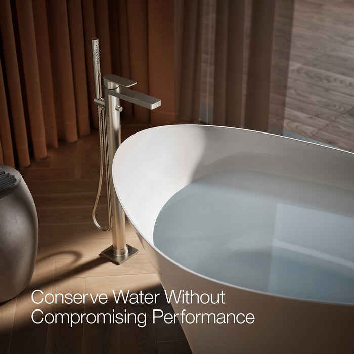 KOHLER K-T23492-4 Parallel Floor-mount bath filler trim with handshower, vibrant brushed nickel - view 4