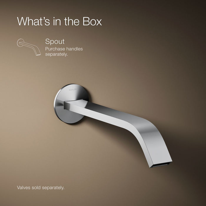 KOHLER K-T23888 Components Wall-mount bathroom sink faucet spout with Ribbon design, 1.2 gpm