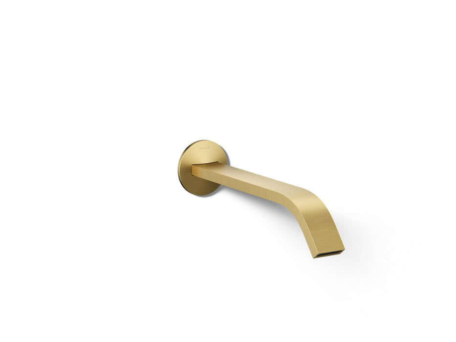KOHLER K-T23888 Components Wall-mount bathroom sink faucet spout with Ribbon design, 1.2 gpm, vibrant brushed moderne brass