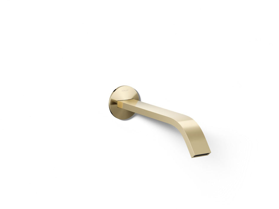 KOHLER K-T23888 Components Wall-mount bathroom sink faucet spout with Ribbon design, 1.2 gpm, vibrant french gold