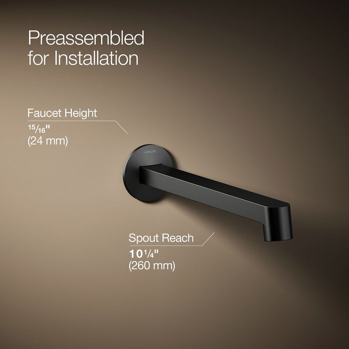 KOHLER K-T23889 Components Wall-mount bathroom sink faucet spout with Row design, 1.2 gpm, matte black - view 2
