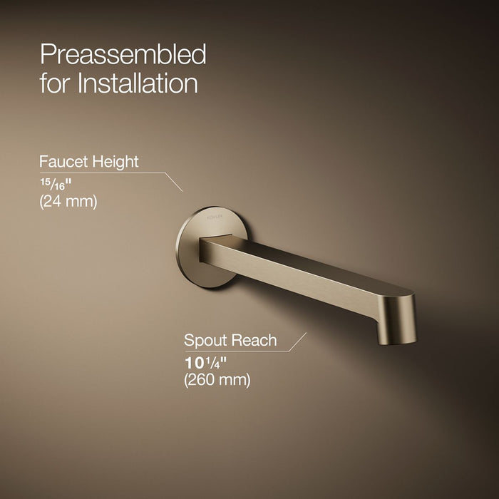 KOHLER K-T23889 Components Wall-mount bathroom sink faucet spout with Row design, 1.2 gpm, vibrant brushed bronze - view 2