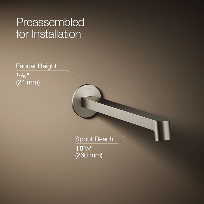 KOHLER K-T23889 Components Wall-mount bathroom sink faucet spout with Row design, 1.2 gpm