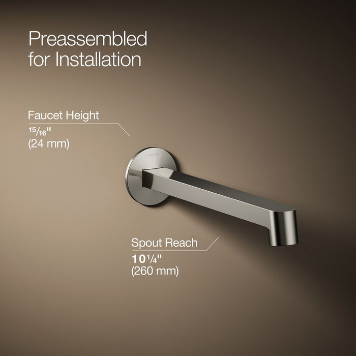 KOHLER K-T23889 Components Wall-mount bathroom sink faucet spout with Row design, 1.2 gpm, vibrant polished nickel - view 2