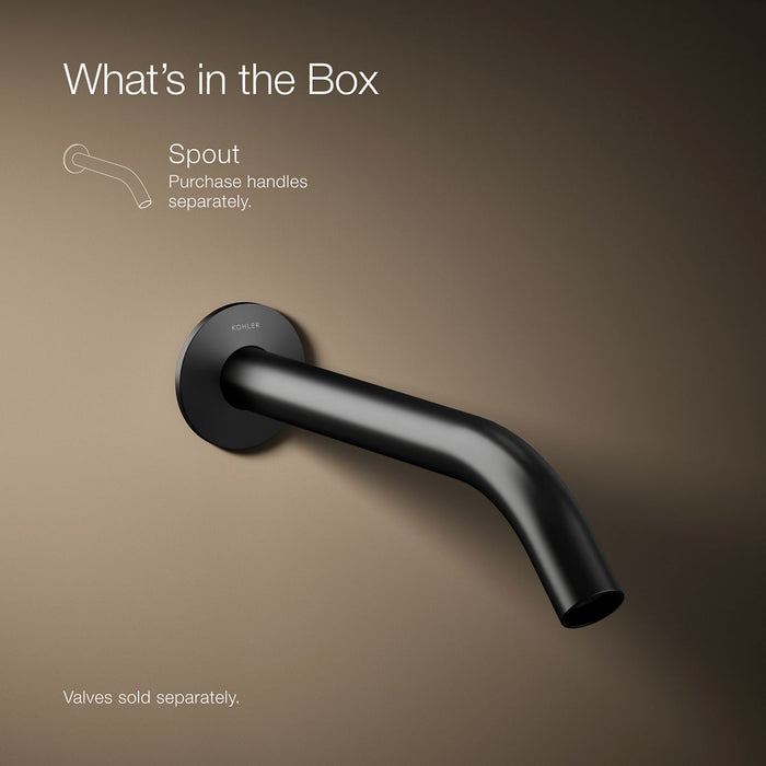 KOHLER K-T23890 Components Wall-mount bathroom sink faucet spout with Tube design, 1.2 gpm, matte black - view 5