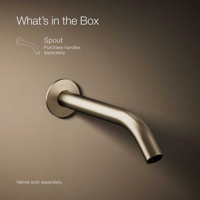 KOHLER K-T23890 Components Wall-mount bathroom sink faucet spout with Tube design, 1.2 gpm, vibrant brushed bronze - view 5