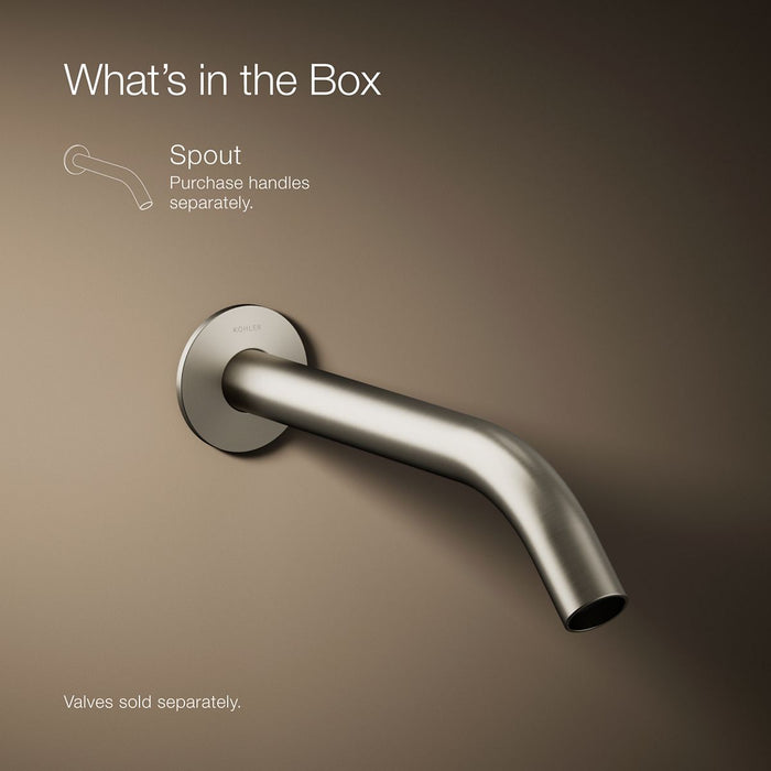 KOHLER K-T23890 Components Wall-mount bathroom sink faucet spout with Tube design, 1.2 gpm, vibrant brushed nickel - view 5